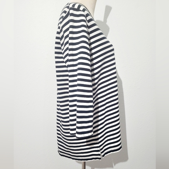 Quacker Factory Lobster Sequin Nautical Striped Top Women Size Large 3/4 Sleeve - Picture 4 of 11